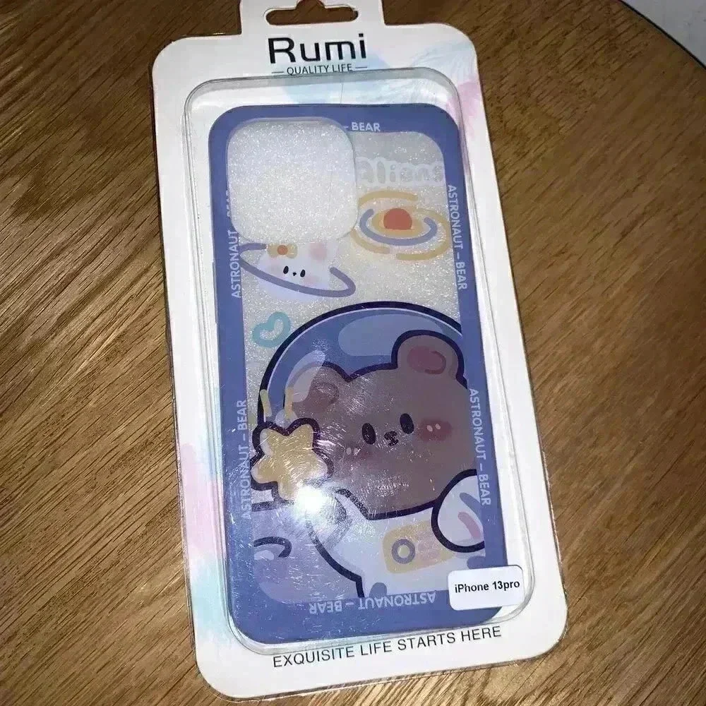 RUMI Iphone 13 pro case, cute brown bear astronaut Bear cute design